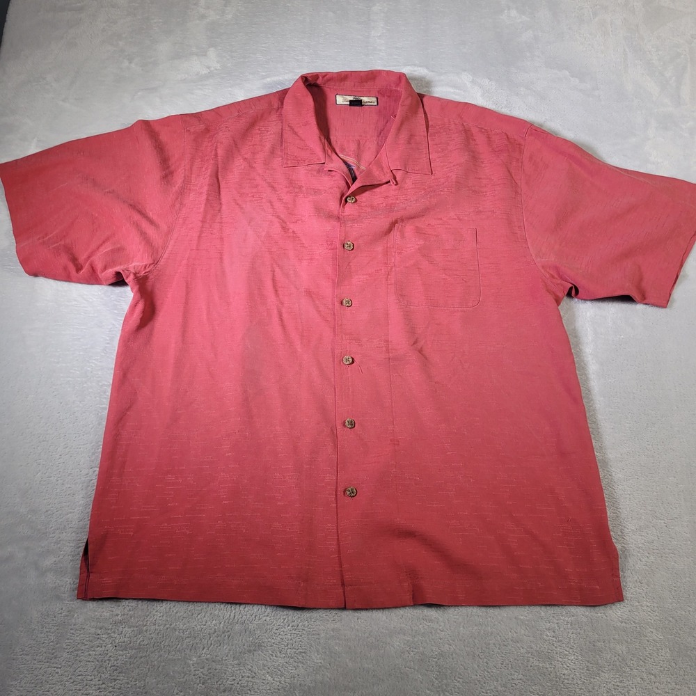 Tommy‎ Bahama Shirt Mens XL Red Silk Camp King of Cool Penguin Golf Embroidered